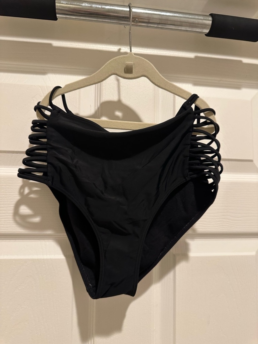 Hollister Black High-Waist Bikini Bottom with Strappy Sides